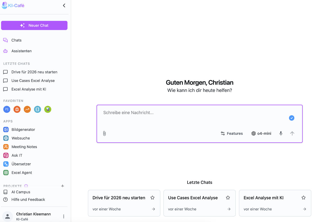 Oberfläche einer deutschen KI-Plattform